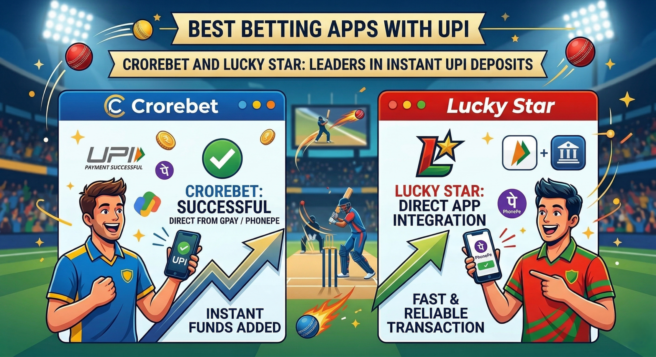 Best beting apps for IPL with UPI.