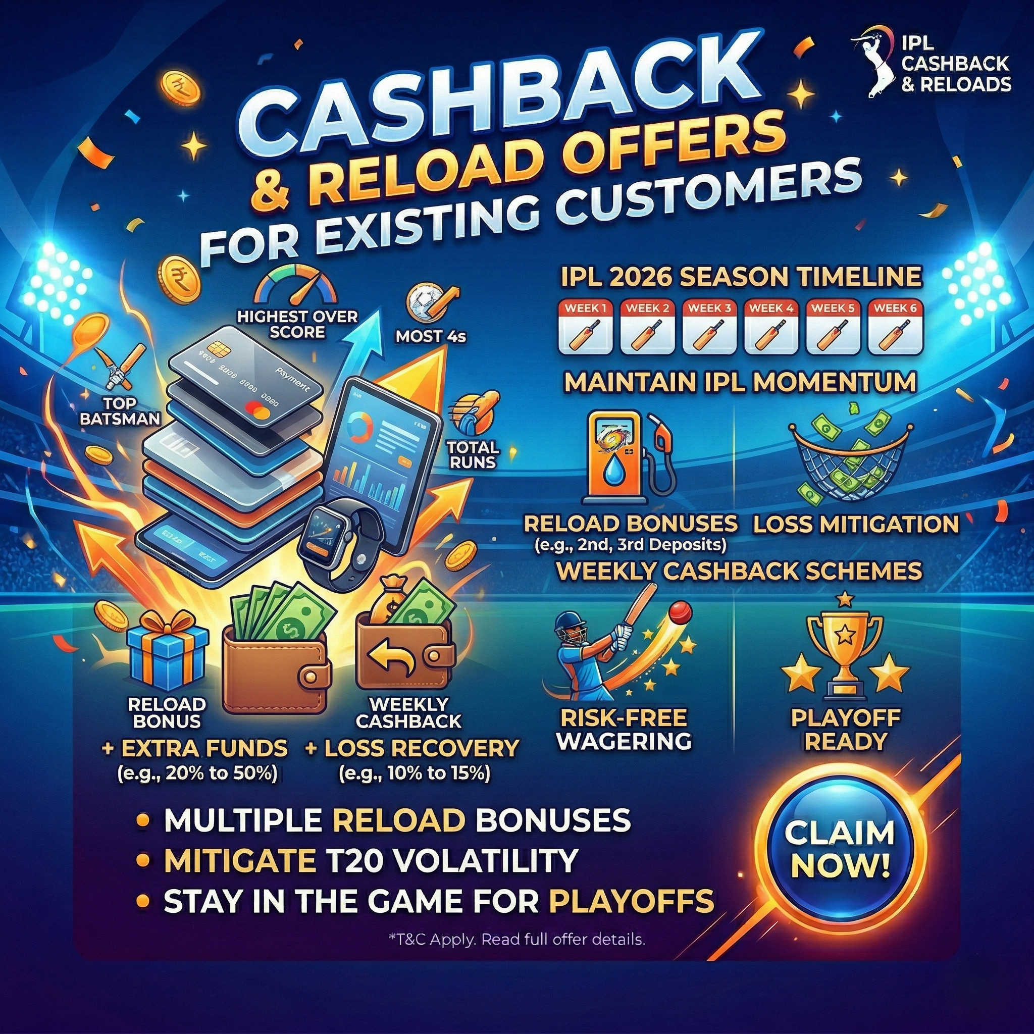 Cashback bonuses for indian IPl fans.